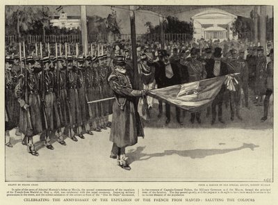 Celebrating the Anniversary of the Expulsion of the French from Madrid, Saluting the Colours by Frank Craig